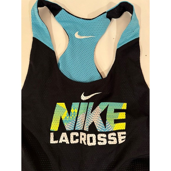 Nike Teal Black Nike Lacrosse Mesh Practice Tank Top Jersey Pinny Youth Size XL - Picture 1 of 7
